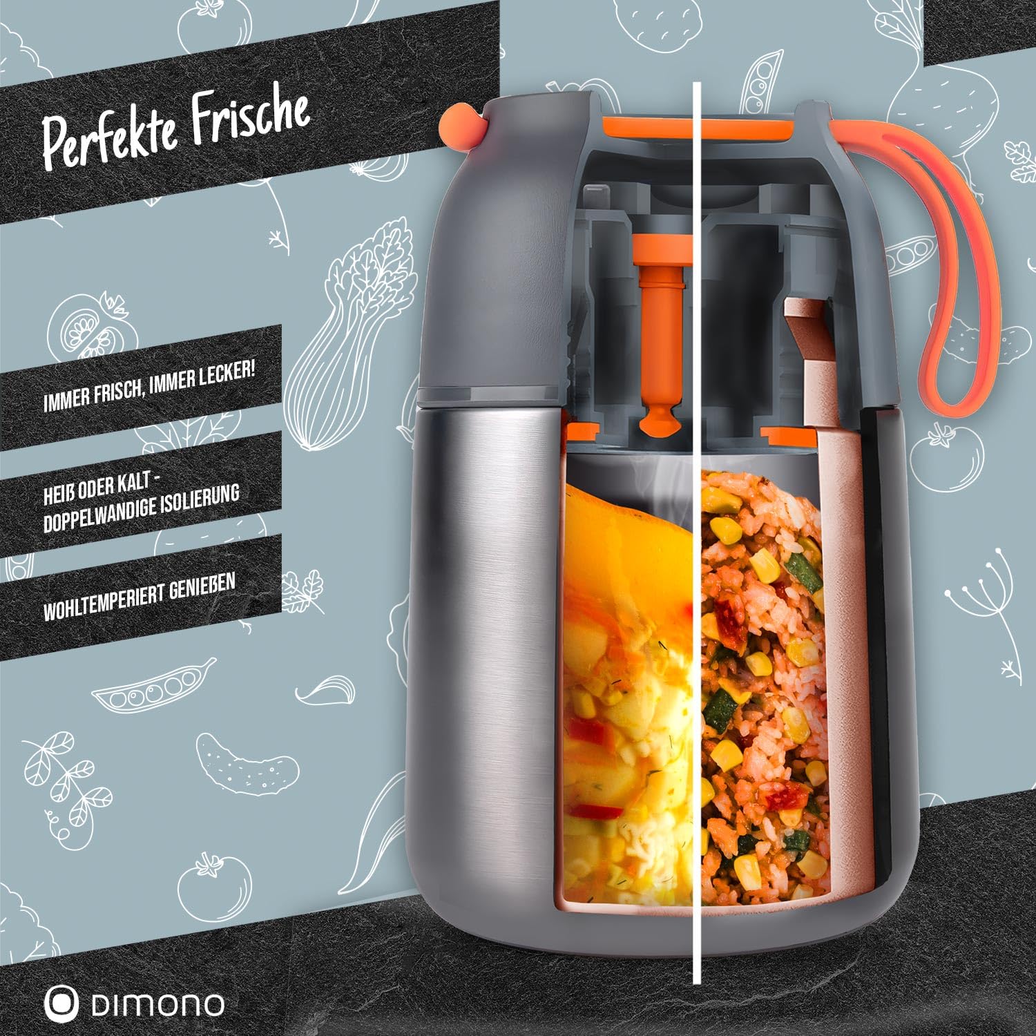 Dimono® Thermobehälter für Essen 500 ml – Thermo Lunchbox mit Löffel 2