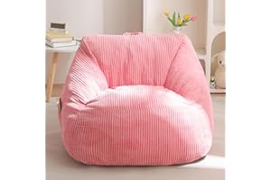 MAXYOYO Kids Bean Bag Chair, Bean Bag Couch with Handle, Comfy Toddler Chair for Boys and Girls, Accent Sofa Chair with Pocket for Gaming Reading Relaxing, Pink