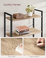 VASAGLE 6-Tier Bookshelf 30 x 80 x 186 cm Industrial Camel Brown Black LLS082B50 view 8