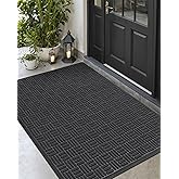 DEXI Front Door Mat Outside Entrance, 4x6 ft Large Rubber Entry Doormat Heavy Duty, Welcome Mats Non Slip for Inside House Floor Entryway Double Doors Exterior Patio, Maze Black