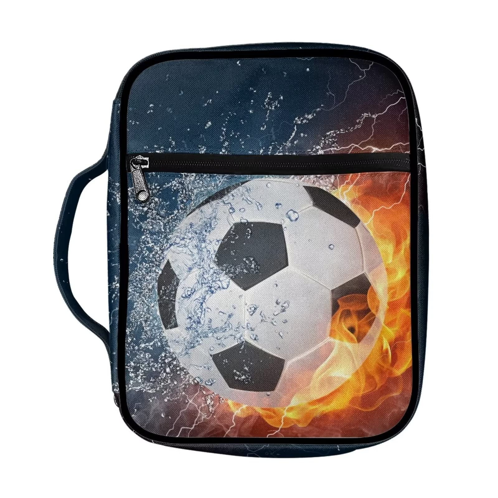 ZIATUBLES Football Print Bible Cover for Women Men Large Bible Bag and Totes Handbag Portable Book Bible Carry Case Bible Study Supplies Briefcase Bag