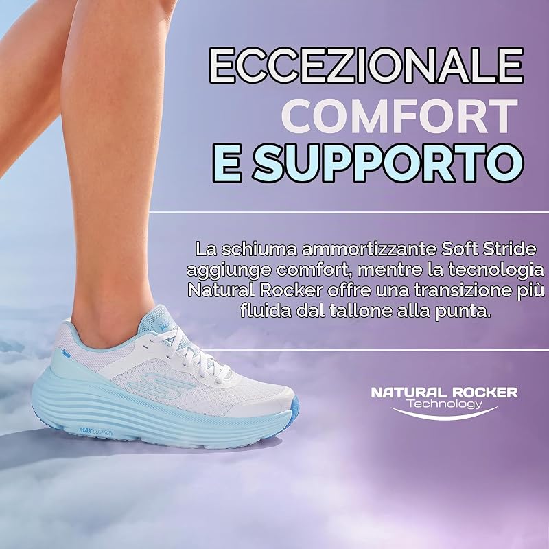 Donna Max Cushioning Endeavour Canova Trainers, White Synthetic/Light Blue Trim, 38 EU