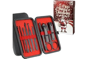 FIXBODY Nail Clippers Set, 10 PCS Professional Manicure Set and Pedicure Kit with Travel Case,Stocking Stuffers, Christmas Gift for Men and Women