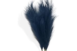 ACFRUITS Pampas Grass Decor Fluffy Navy Blue Pampas Grass Tall Lager 43.3"-3 Stems Pompas Floral-Fake Pampas Grass-Artificial Pampas Grass Vase-Dried Pampas Grass-Pompous Grass Branches