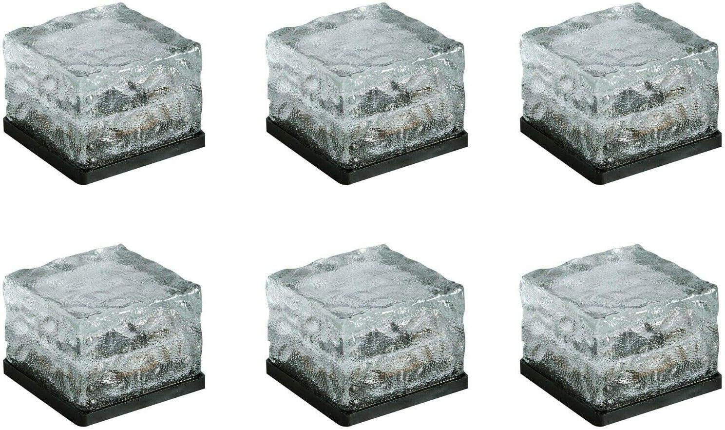 Solarize (TM) 6 Pack Garden Solar Ice Cube Glass Brick Lights with