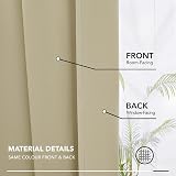 Deconovo Solid Super Soft Thermal Insulated Pencil Pleat Curtains 66x90 Beige view 7