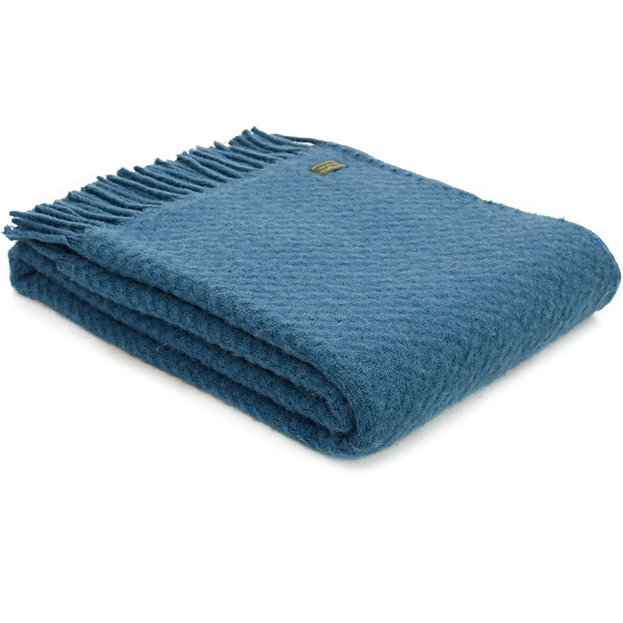 Tweedmill Textiles Wafer KNEE RUG Throw Blanket -100% Pure New Wool - BRITISH MADE - Ink Blue