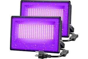 Atfoyer 120W 2 Pack Black Lights, Blacklight Flood Light with Plug and Switch,IP66 Waterproof, Black Light Bar for Halloween Party，Glow in The Dark, Stage Lighting,Fluorescent Poster.