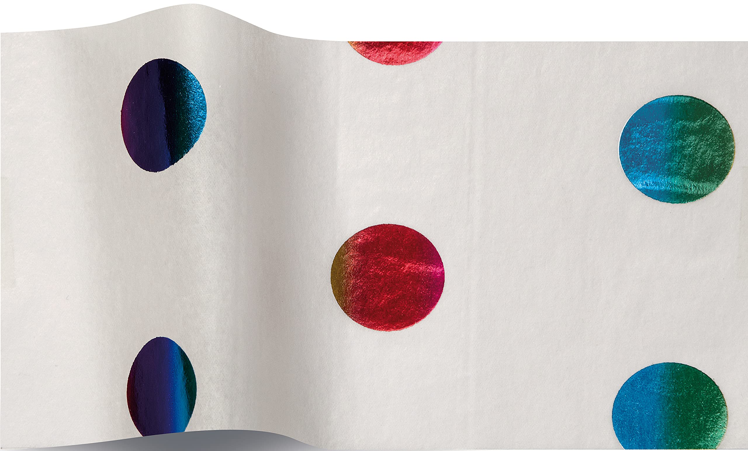 SatinWrap Luxury Tissue Wrapping Paper Rainbow on White Hotspots Sparkle 5 sheets