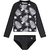 Hurley Girl's Long Sleeve Rash Guard 2-Piece Swimsuit