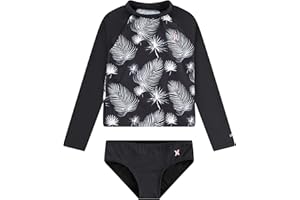 Hurley Girls Long Sleeve Rash Guard 2-Piece Swimsuit