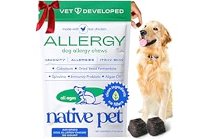 Native Pet Dog Allergy Chews - Dog Allergy Relief with Probiotics and Colostrum for Itchy Skin Relief to Support Seasonal Allergy and Healthy Immune System - All Natural Anti-Histamine - 30 Chews