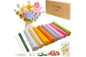 YYUENG TAK 500 Pcs Dopamine Colors Pipe Cleaners Flower kit,Chenille Stems for DIY Art Projects Creative Gift,Pipe Cleaners Craft with tutoria,Pearls,Pompoms,Green Floral Wires,Gardening Tape,Stamen