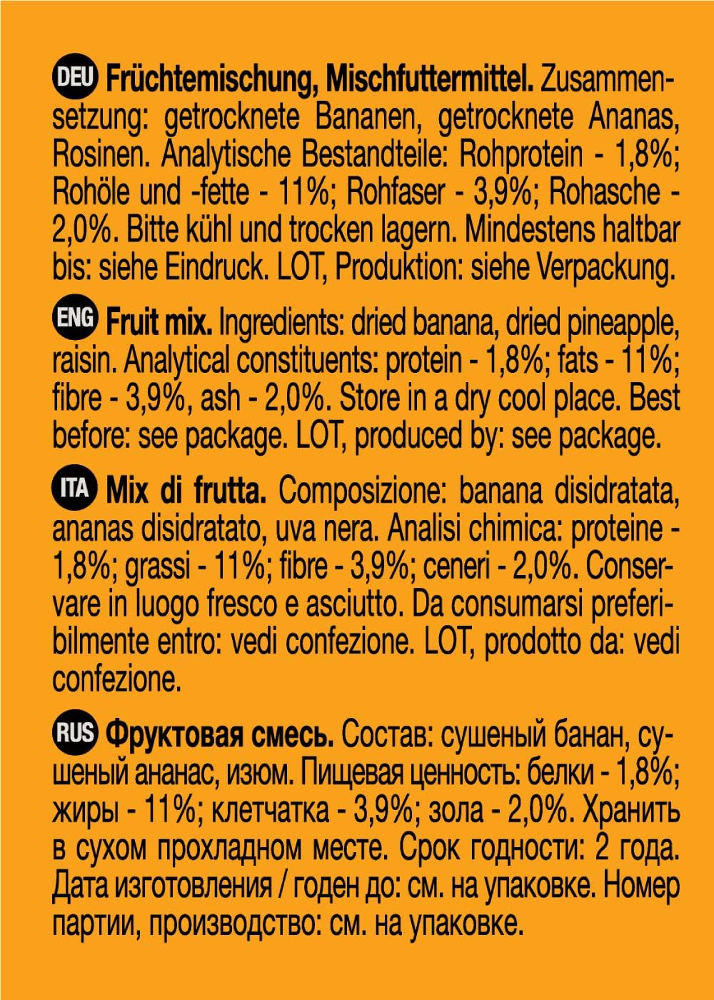 Little One Mezcla de Frutas 200 g Productos para mascotas Animales pequeños