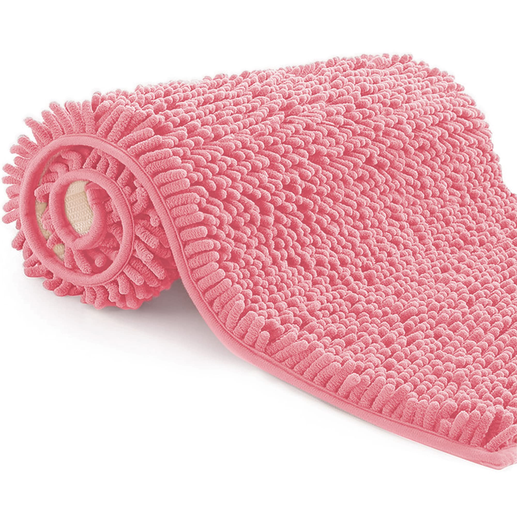 Poligono Microfiber Bathroom Rug, Long Pile 50x80 cm, WC Mats, Soft, Non-slip, Rose