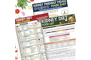 Nonlae Set of 3 Kidney Disease Food Charts – Renal Diet Plan for CKD, Dialysis, Kidney Stones & Hyperoxaluria, Foods to Eat and Avoid, Low Sodium, Potassium, Phosphorus, Oxalate, Carbs, Protein & Calories Food List, Kidney Diet Guide for Beginners