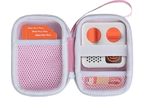 Lebakort Hard Case Compatible with Yoto Mini Kids Audio Music Player Children Speaker Plays Audiobook Cards Radio (Pink + Off White Case)