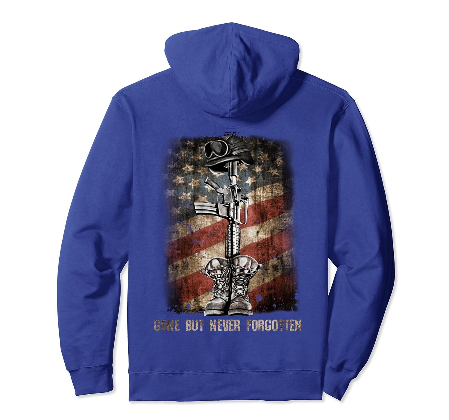 Gone But Never Forgotten Hoodie American Flag Back Side-anz