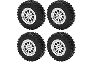 HAOX RC Car Tires Tyre Wheel, RC Car Tires Wheel Antislip Shock Absorption Excellent Strong Grip 4PCS for MN D90 D91 D96 D99 for WPL B14 B24 C14 C24(R789S Silver)