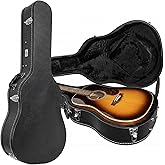 Gearlux Dreadnought Acoustic Guitar Hardshell Case with Accessory Compartment - Black