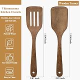 Thimmamma Wooden Spatula Set 12 Inch Slotted Turner Nonstick view 3