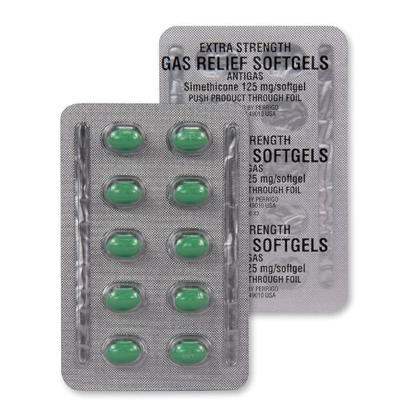 AMAZON BASIC CARE GAS RELIEF SOFTGELS, SIMETHICONE 125 MG, EXTRA STRENGTH ANTIGAS, 30 COUNT