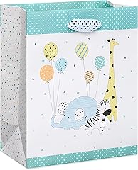 Papyrus 9" Medium Gift Bag- Designed by House of Turnowsky (Zoo Animals with Balloons) for Baby Showers, Baby Sprinkles, New 