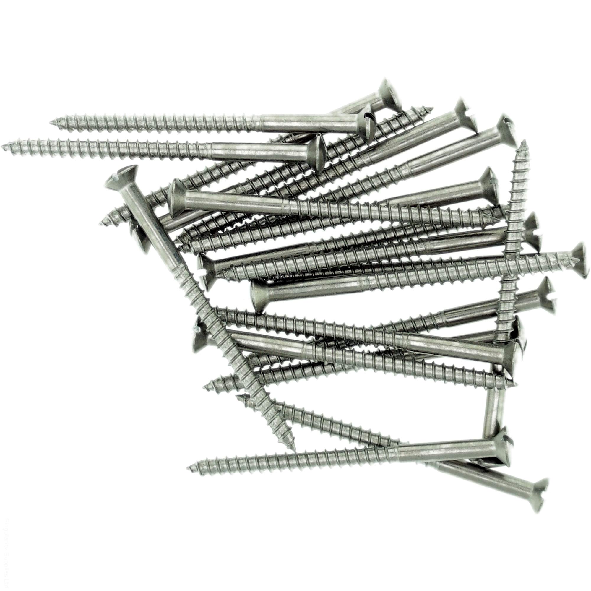 No.14 x 1.18 (6.0mm x 30mm) Slot Raised Countersunk Wood Screw - Stainless Steel (A2) (Pack of 20)