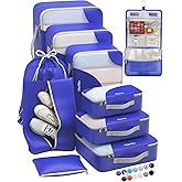 ALL INCLUDED 10 Set Durable Packing Cubes for Suitcases,OlarHike Essentials for Travel, UPGRADED Anti-Tear Stitching, NEW Improved Luggage Packing Organizers for Travel Accessories (Klein Blue)