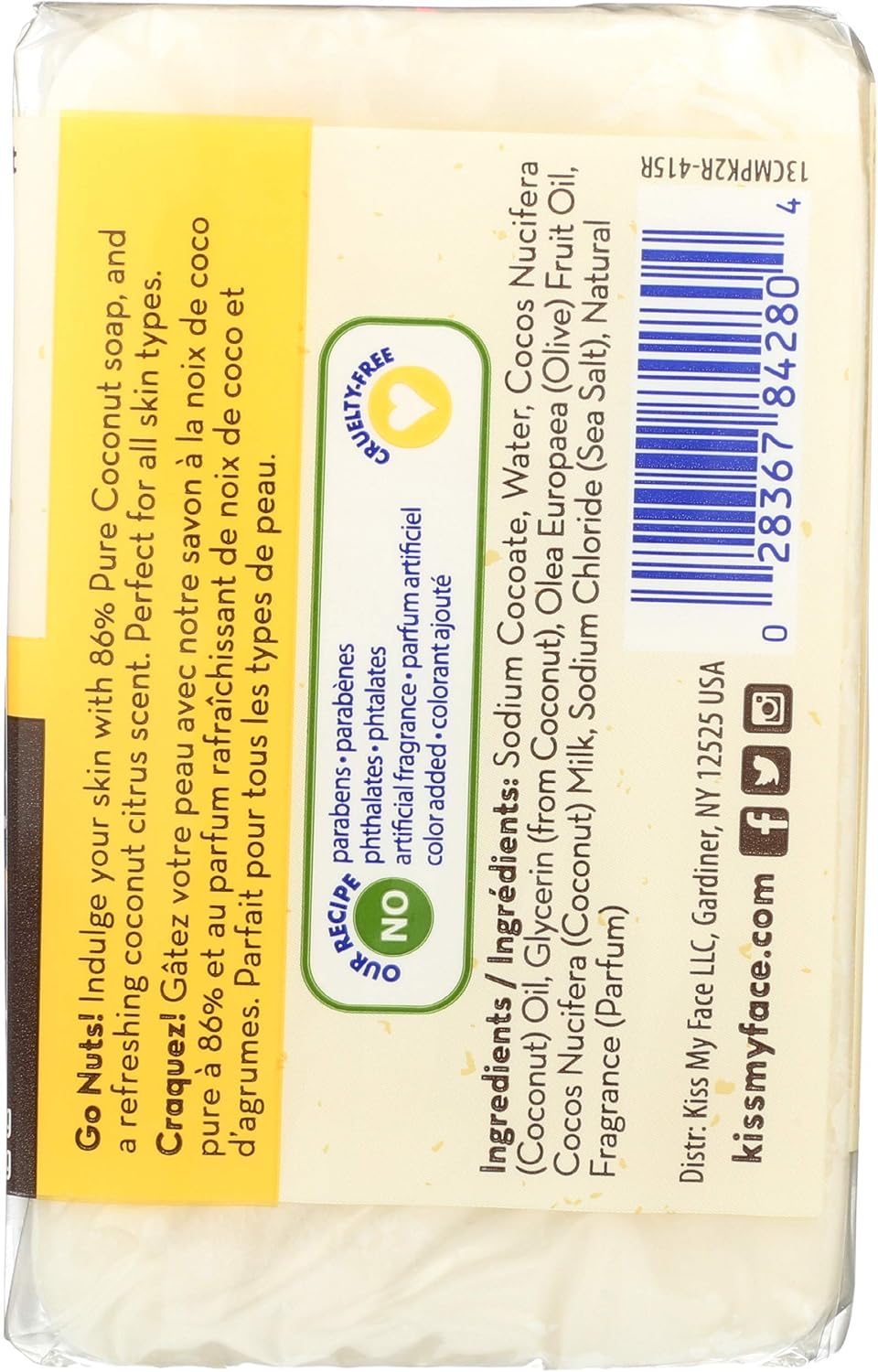 Kiss My Face Pure Coconut Milk Soap Bar with Mango Butter, 3.5 oz, 3 Count : Beauty