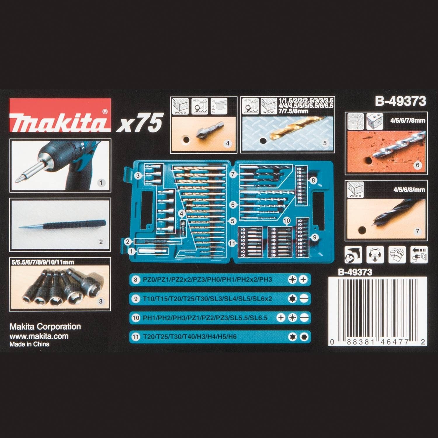 Makita B-49373 75 PC Metric Drill and Screw Bit Set - - 
