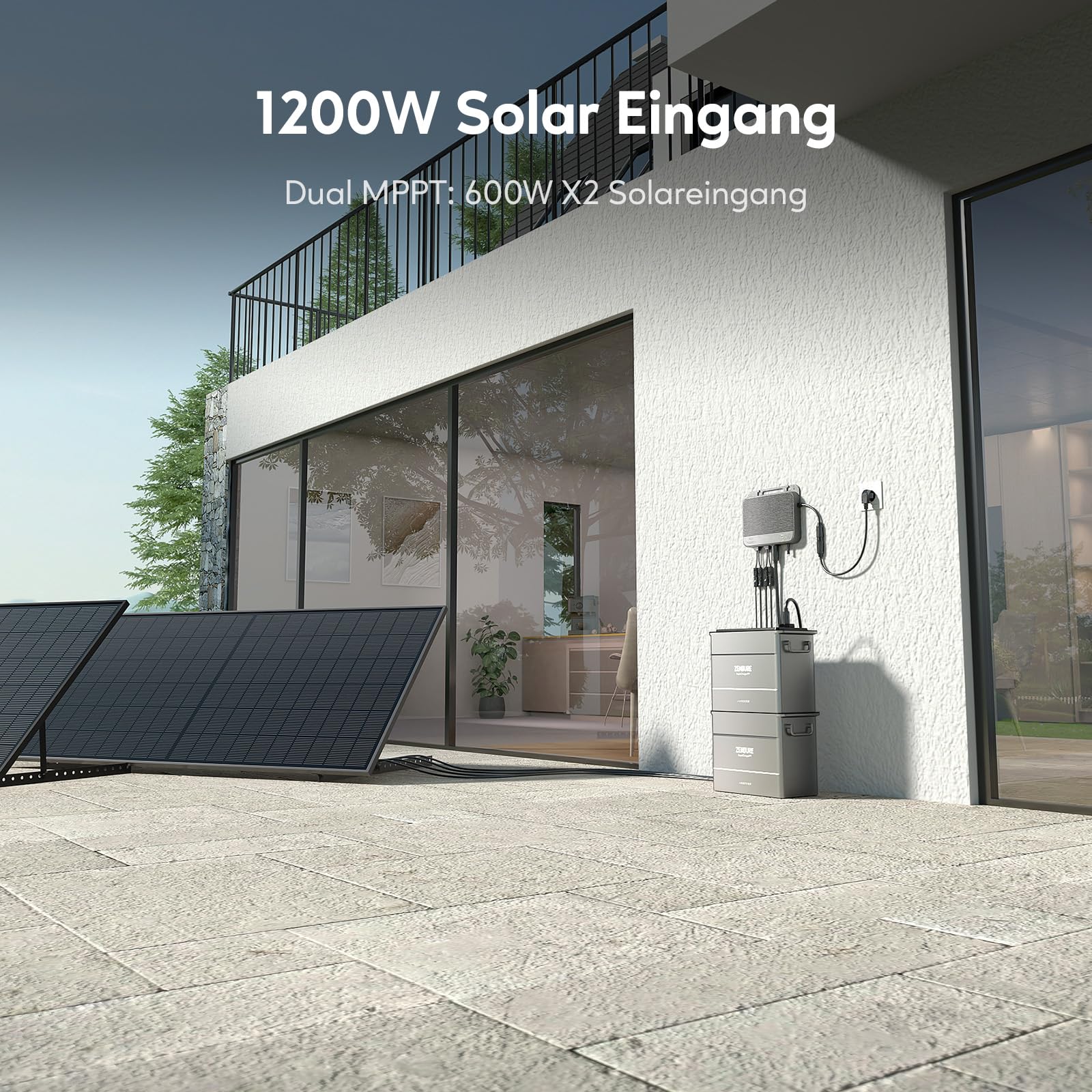 Zendure 800W Balkonkraftwerk - Balkonkraftwerk 800W komplett Steckdose - neuester SolarFlow 800 800W Mikro Wechselrichter - Solaranlage Komplettset - 430W x2 bifaziale Solarmodule inkl. Zubehör 2