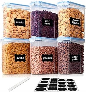 Vtopmart 2.5L Vorratsdosen Set,Müsli Schüttdose & Frischhaltedosen, BPA frei Kunststoff Vorratsdosen luftdicht, Satz mit 6+24 Etiketten für Getreide, Mehl, Zucker usw.