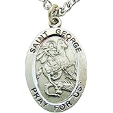 Westmon Works Saint George Medal Solid Pewter One Inch Long with Stainless Steel Chain