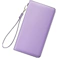 Chelmon Women's Wallet RFID Blocking Long Clutch Zip Around Travel Leather Purse Large Capacity Credit Card Holder with Grip Hand Strap