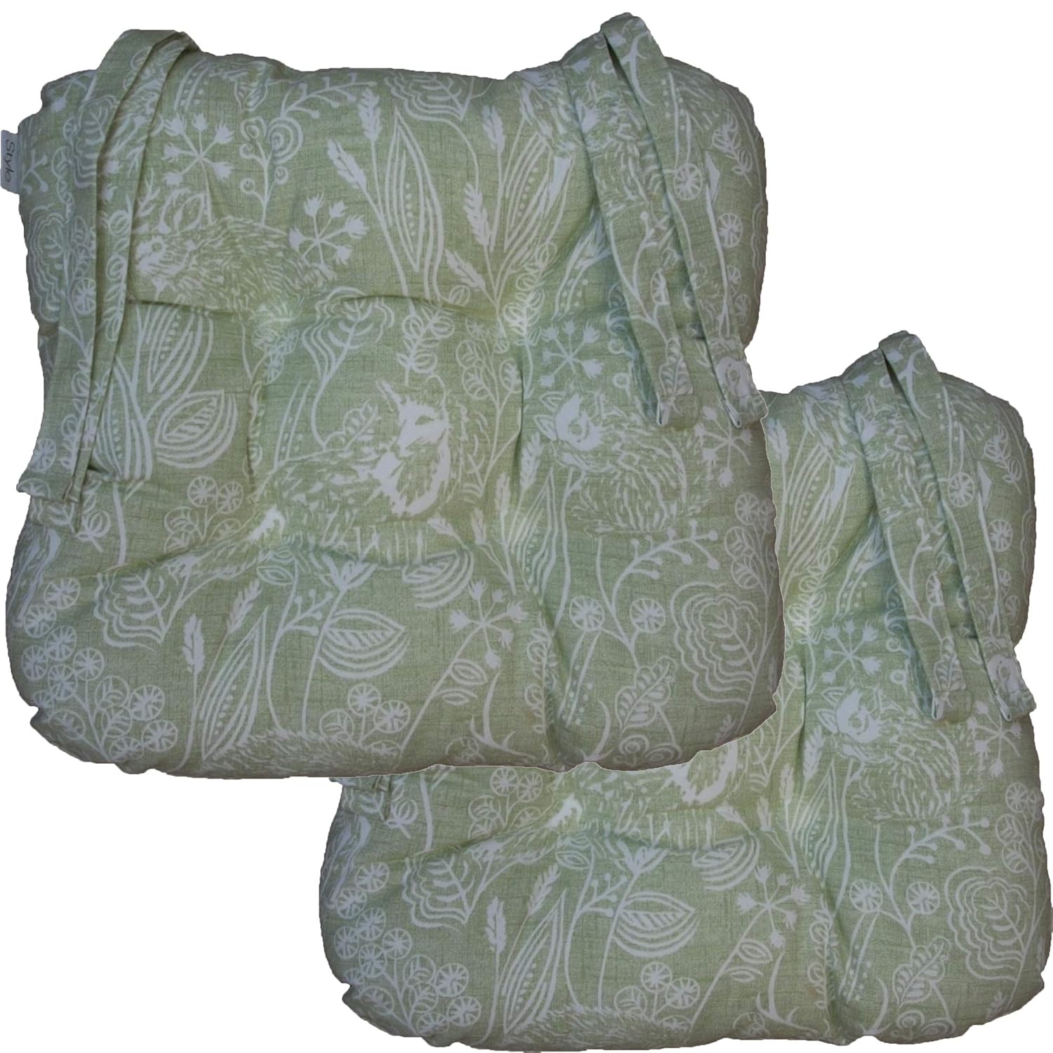 Maple Textiles Set of Two Sage Green Kitchen Dining Garden Chair Seat