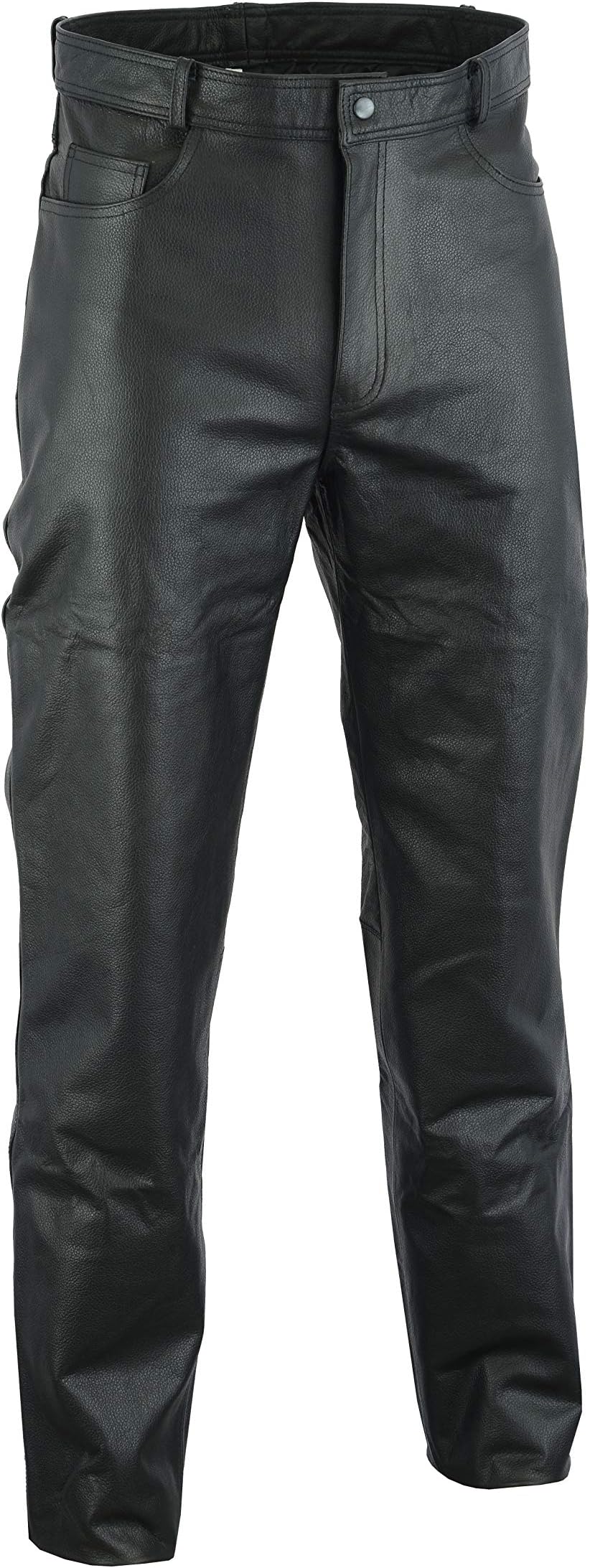 Ruja Mens Genuine Leather Black Pants