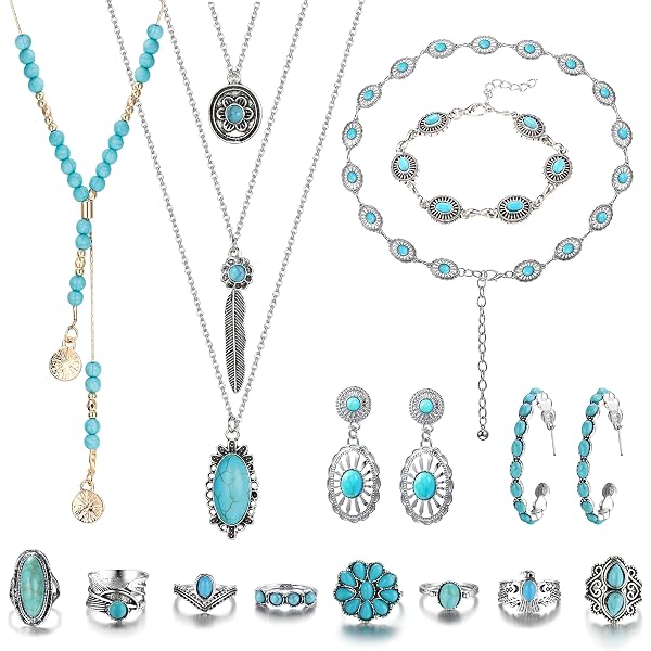 Collier Vintage Avec Pendentif Perle Turquoise - Couleur Vieil Argent, Bijou Occasion