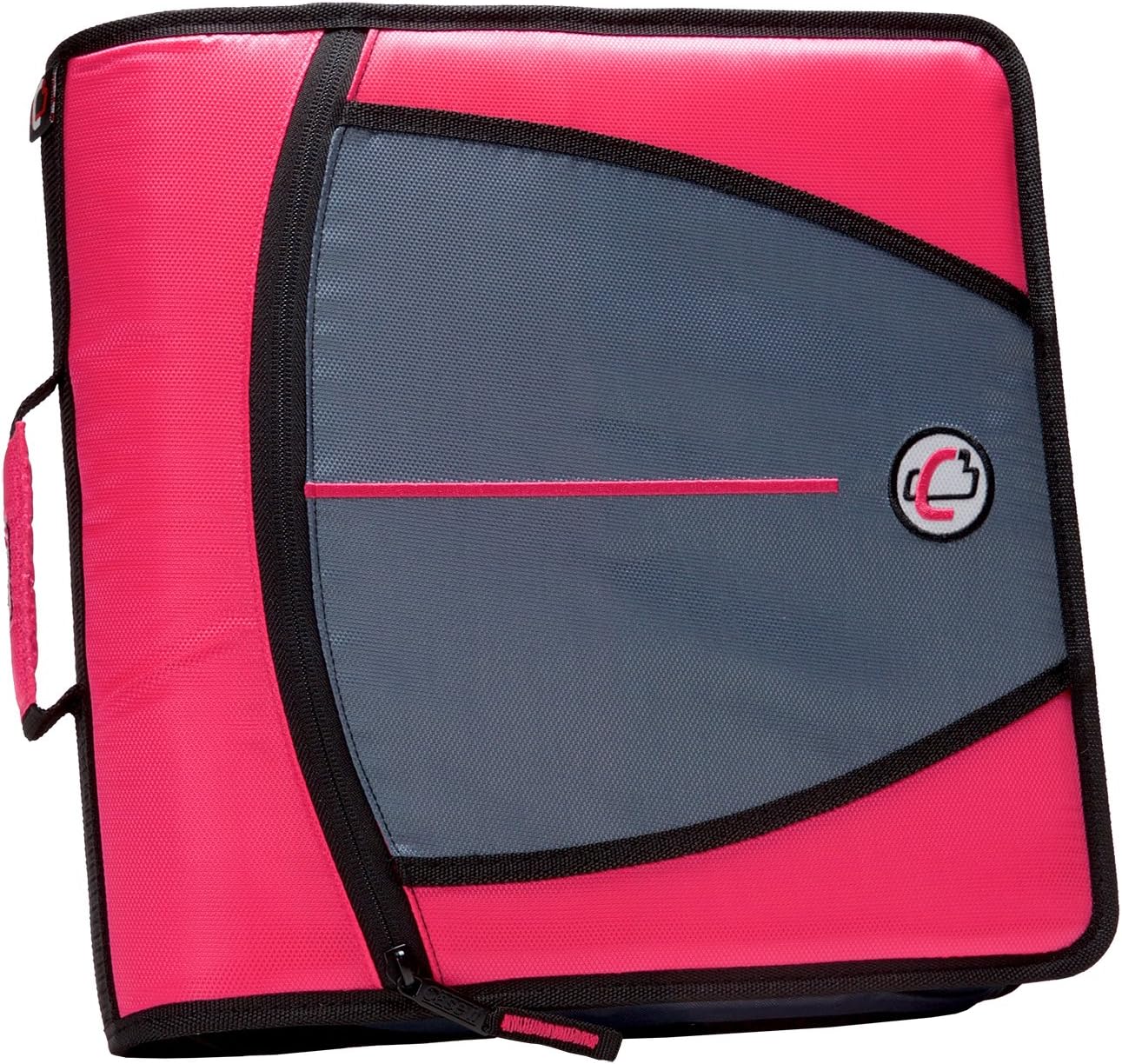 Caseit Mighty Zip Tab 3Inch Zipper Binder, Neon Pink (D146NEOPNK