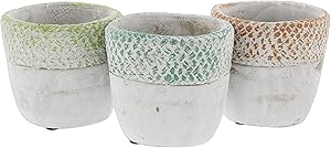 Lucky Winner Distressed Round Cement Planters, Set of 3