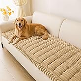 hyha Couch Covers for Dogs Washable, Non Slip Plush Dog Sofa Protectors, Fuzzy Pet Couch Covers for 3 Cushion Sofa Pet Friendly (Camel, 27.6" x 59")