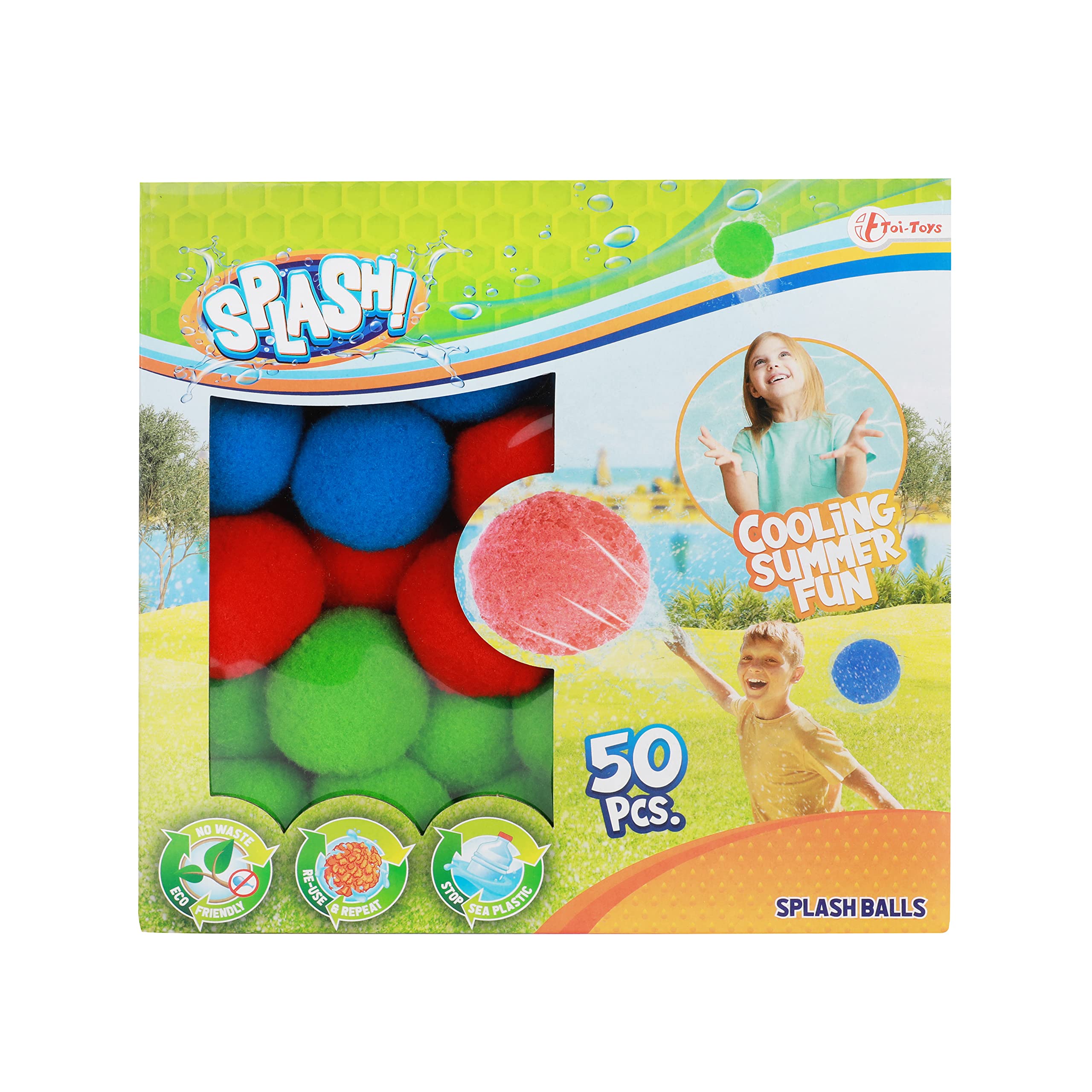 Toi-Toys Water Bomb Balls Sets Reusable Water Balls for Water Battle Outdoor Water Soft Ball (Diameter 4.5 cm. - Pack of 50)