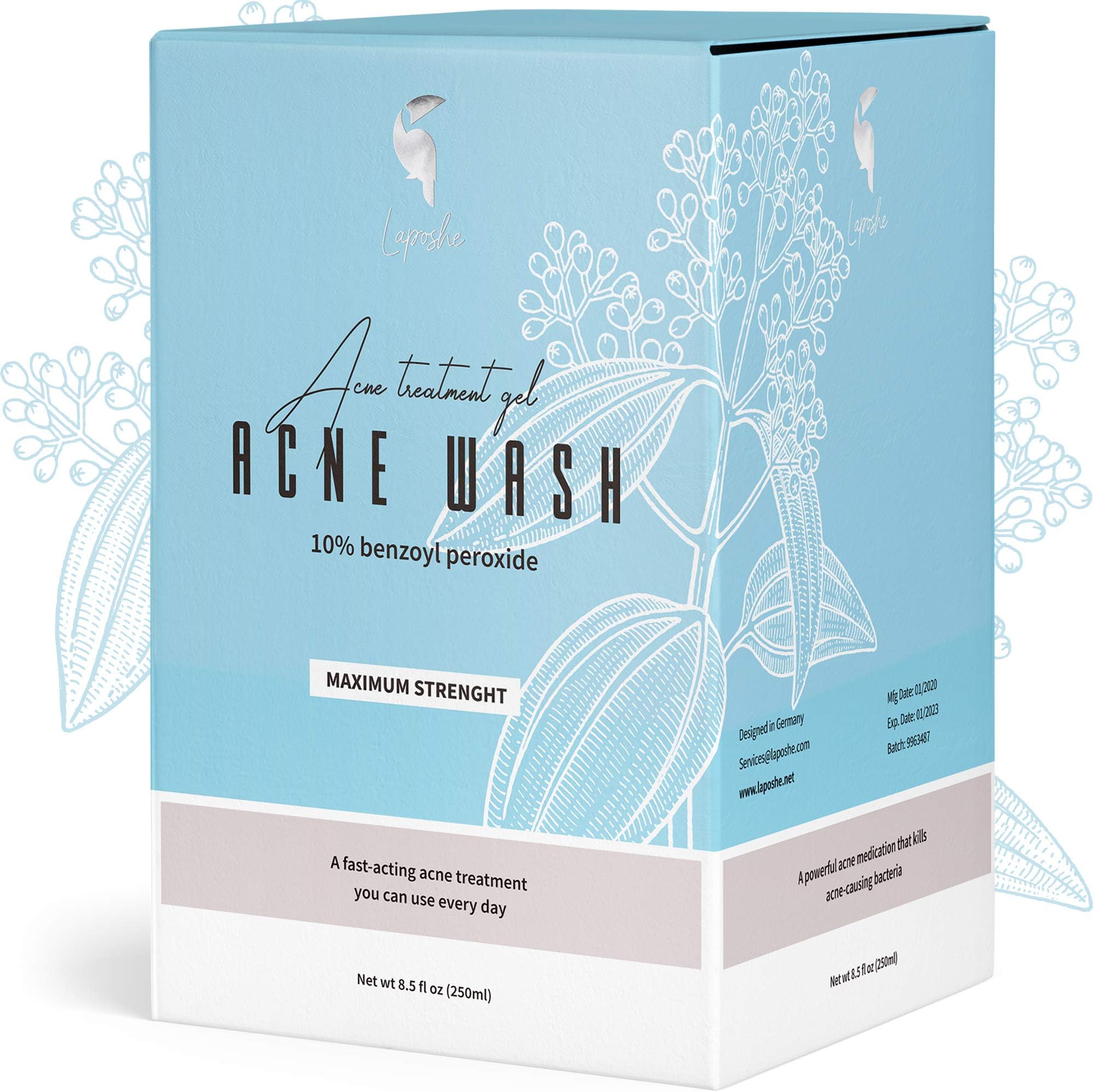 Benzoyl Peroxide 10% Acne Treatment Face Body Wash Cleanser Acne Wash Reduce Redness to Help Prevent Breakouts and Treat Skin Inflammation