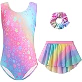 Zaclotre Gymnastics Leotards for Girls Sparkly Sleeveless Ballet Dance Dress Outfit Combo with Removable Skirt