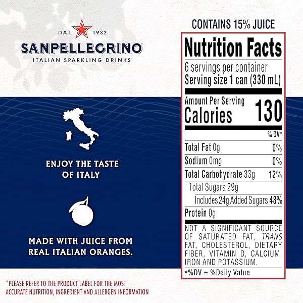 SANPELLEGRINO ITALIAN SPARKLING DRINK ARANCIATA ROSSA, SPARKLING ORANGE AND BLOOD ORANGE BEVERAGE, 11.15 FL OZ CAN
