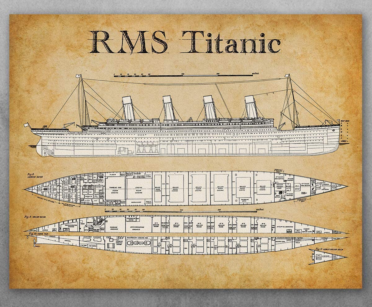 Amazon Com Poster Titanic Blueprints Patent Choose Unframed