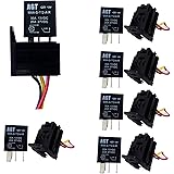 GENSSI Car 30A 12V SPST Micro Relay Kit For Electric Fan Fuel Pump Light Horn 4Pin (10 Pack)