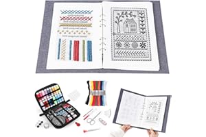 Embroidery Stitch Kit for Beginners – Includes Instruction Book, 12-Color Thread Set, and Storage Box with Complete Sewing To