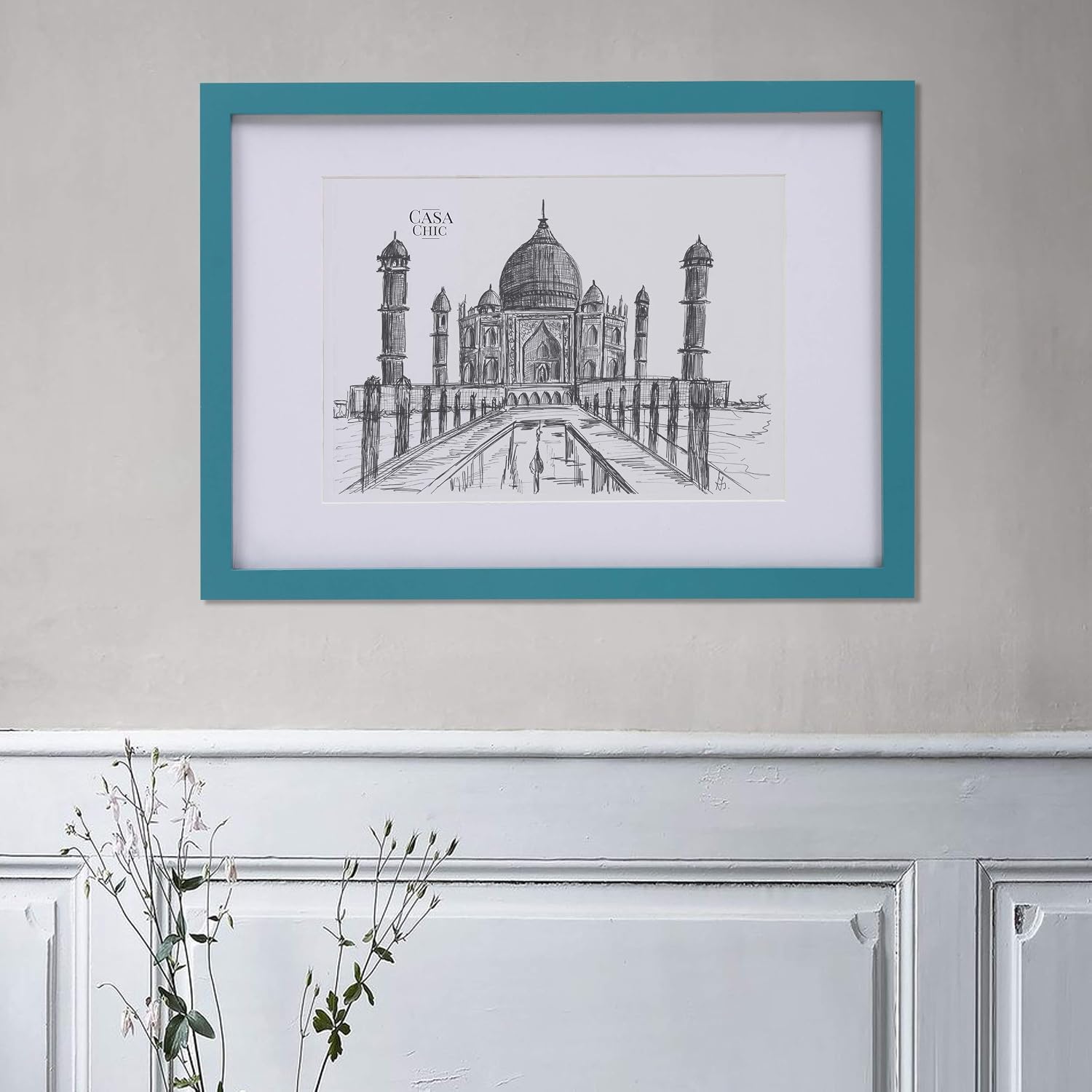 Classic by Casa Chic - Solid Wood A3 Photo Frame - Teal - Mount for A4 Picture - Perspex Front, 29.7 x 42.0 cm - A3 - Image 3