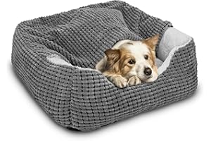 GASUR Dog Beds for Small Medium Large Dogs with Cover Cave, Rectangle Hooded Dog Puppy Bed with Blanket, Cozy Anti-Anxiety Cat Beds for Indoor Cats, Anti-Slip Bottom and Machine Washable (20", Grey)